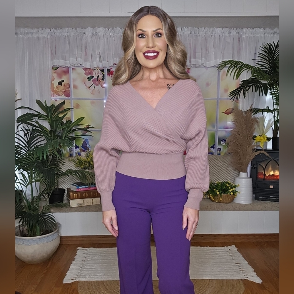 Lavender-ish Surplice Neckline Sweater